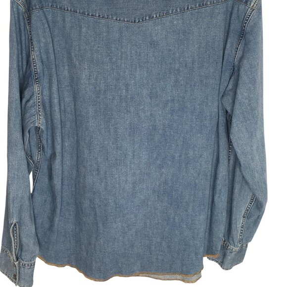 Levi Strauss Signature Denim Shirt Mens XL Blue Western Snap Front Pockets - Picture 11 of 16